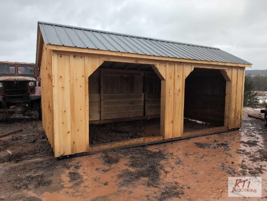 Amish built double bay run in shed, 10x20