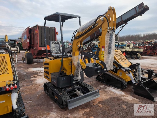 MX12R mini excavator with bucket, thumb, gas engine