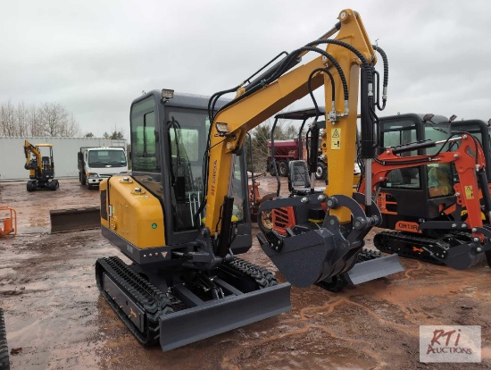 MY50R mini excavator with cab, bucket, hydraulic thumb, gas engine