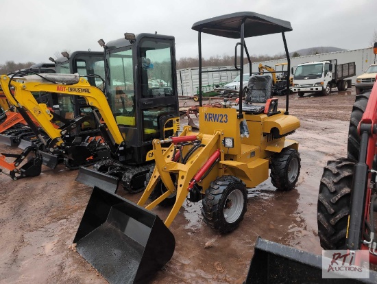 KRW23 articulated front end loader with bucket, gas engine