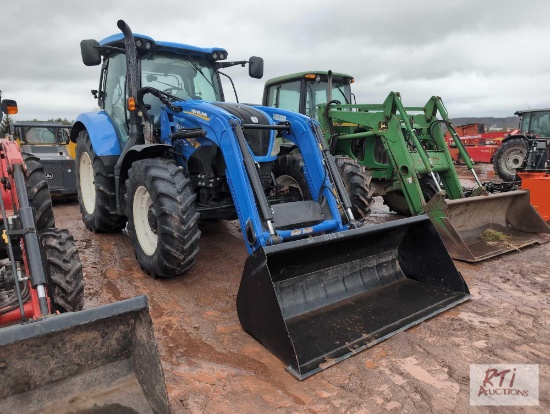 New Holland T6.145 tractor with cab, 18.4R 38 rear tires, front loader, 1583 hrs
