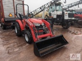 New, never sold, Massey Ferguson 1825E 4WD diesel compact tractor with loader, showing 5 hours