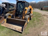 Case SB300 skid loader, cab, GP bucket, power wedges, pilot controls, foam filled tires, high flow,