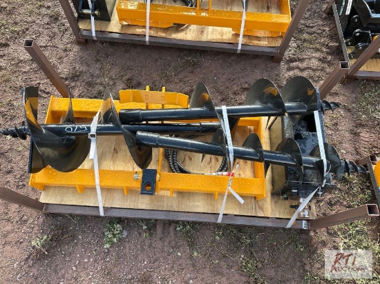 Hydraulic post hole digger with 16in, 12in and 8in augers.