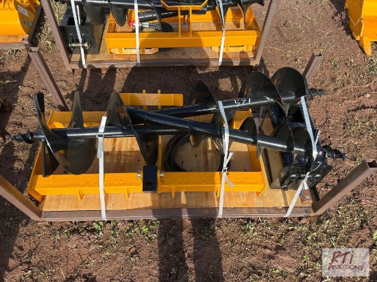 Hydraulic post hole digger with 16in, 12in and 8in augers.