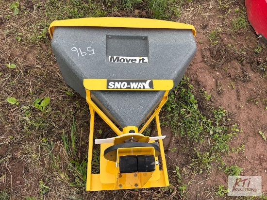 Sno-Way hitch mounted poly salt spreader.