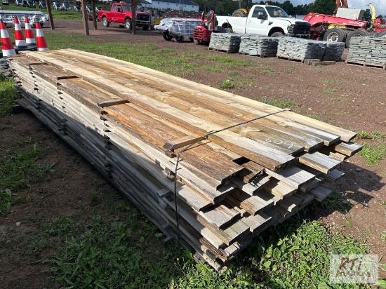 Approximately (84) pieces of 6in x 13ft rough cut lumber. Quantity and measurements are estimates.