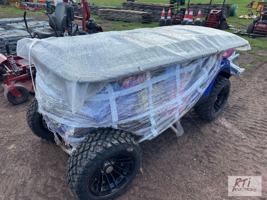 Off road electric golf cart, 4 passenger seating, canopy, windshield, charger, bluetooth radio,