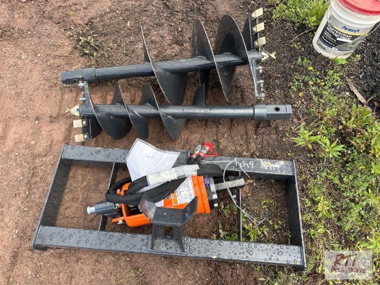 Wolverine hydraulic post hole digger for skid loader with 18in, and 12in augers with removable
