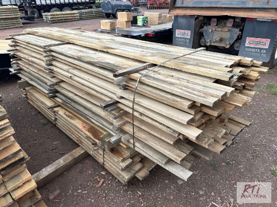 Pile of 3in x 10ft rough cut lumber and pile of 4in x 8ft rough cut lumber. Quantity and