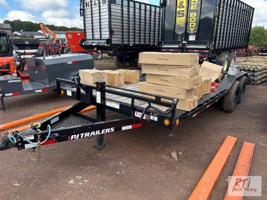 2022 PJ 20ft tandem axle super wide fender trailer with dovetail and full width fold over ramps,