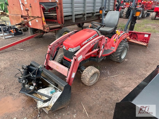 Massey Ferguson GC2610 compact tractor, 4WD, quick connect loader, front mounted 50in snowblower,