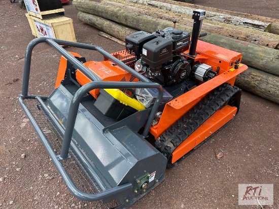 Remote controlled gas powered brush cutter with tracks and 420cc gas engine with 40in cut.
