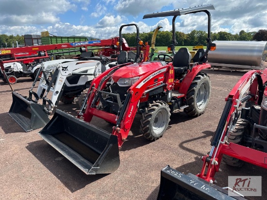 2025 Massey Ferguson 1E.40 4WD diesel compact tractor with loader, ag tires, canopy, 183 hrs. -