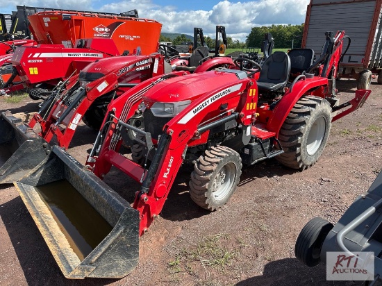 2022 Massey Ferguson 1835E 4WD diesel compact tractor with loader and Woods Groundbreaker backhoe