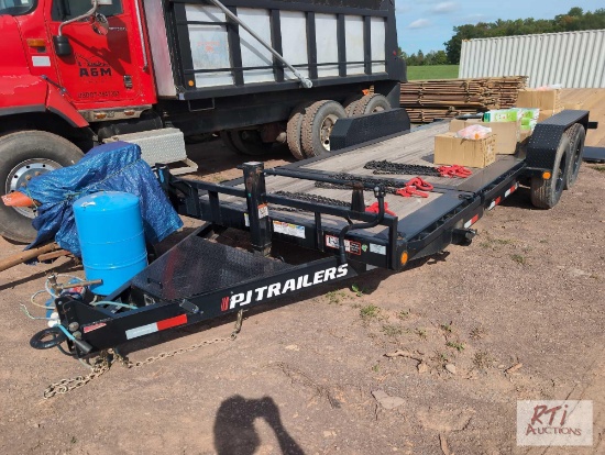 New, unused, 2023 PJ 20ft heavy duty tilt top trailer, 16,000lb GVWR, pintle hitch, rub rail, VIN: