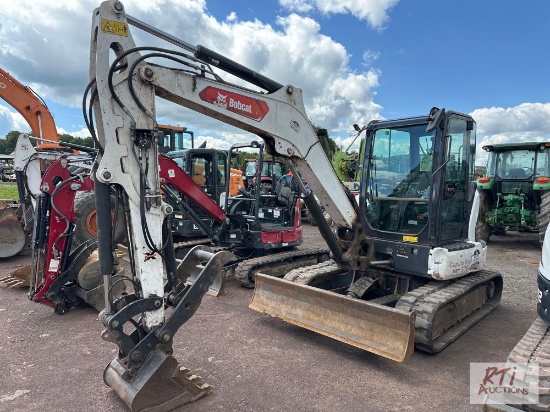 2023 Bobcat E60 excavator with quick coupler, bucket, hydraulic thumb, boom plumbing, enclosed cab,