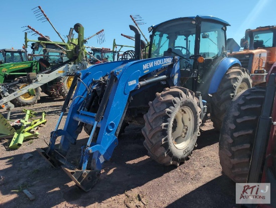 New Holland PowerStar 120 MFWD tractor with enclosed cab, front loader, 5356 hrs.