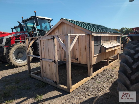 8x12 raised chicken coop, Amish built, on skids.