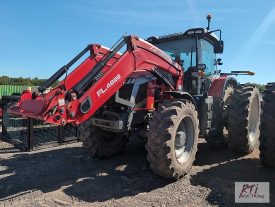 Massey Fergusen 8S 265 MFWD tractor with cab, 480/80 R50 duals, weights, loader and bucket, 2,647