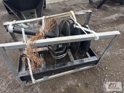 JCT Hydraulic post hole digger for skid loader with 18in and 12in augers.
