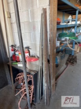 Threaded rod, fire extinguishers and electrical chord