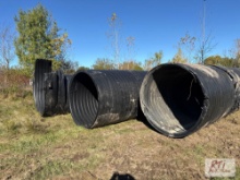4X Smooth plastic pipes, 66-inch wide around 25 long - some damage