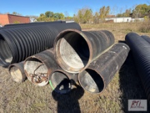 Mixed size and length cast iron pipes, the shortest is 80-inches