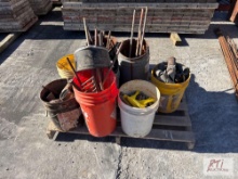 Pallet of stakes and hardware