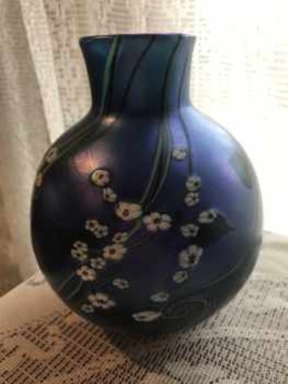 Orient & Flume blue aurene vase