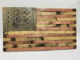 American Flag made from a Jim Beam Bourbon Whiskey Barrel