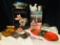 L.E. Smith Glass Crystal Covered Turkey Bowl, Silver Nut Cracker, Vtg 2 Section Tomato Tray & More