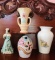 Hull Vase, Stoneware Candle Holder, Victorian Figure, Flower Vase