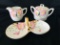 AZALEA by Noritake Green / Red Mark - Porcelain - SUGAR BOWL & LID, CREAMER, TWIN LOOP RELISH DISH