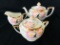 AZALEA by Noritake Red Mark - Porcelain TEA POT - SUGAR BOWL w/LID - CREAMER Wide Gold on Handles*