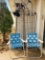 Lawn Chairs & Metal Hanging Poles With Wind Chimes and Bird Feeder