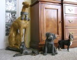 2 Cast Iron Dogs,  Tall Royal Dog, Small Grayhound, Boston Terrier and All American Pup