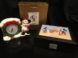 Seiko Micky Mouse Clock With Orginal Box and Hallmark's Walt's 100th Keepsake Box