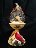 Lenox Birdbath Snow Globe - Winter Greetings -Joy To The World