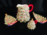 Christopher Radio Traditions Holiday Celebrations PITCHER, CREAMER, 2 TRAYS & SPOON REST