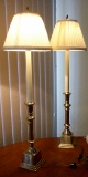 Two Matching Tall Candlestick Lamps