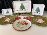 Vintage Style Serving Trays - Holiday Table Cloth, Potholders