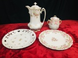 Vintage Teapot, Sugar, Serving Platters, Plates.