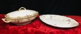 Antique Covered Serving Dish and Platter