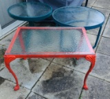 3 Metal & Glass Tables, Inside or Outside Use 2 Round - 1 Retrangel