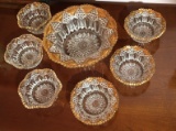 Heavy Crystal Set Sawtooth with Gold Gilt Edging