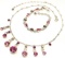 Multisize Mauve Pink Crystals on Silvertone. Neckless & Bracelet Set