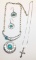 925 Silver Italy Neckless, Cross with Southwestern Pendant - Earrings Set