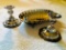 ONIDA Footed Silverplated Bowl, 2 Ornate Candlesticks