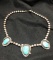 MARKED J.B. Old Navajo Sterling Silver 'Pearl' & 3 Large Panels of Turquoise.